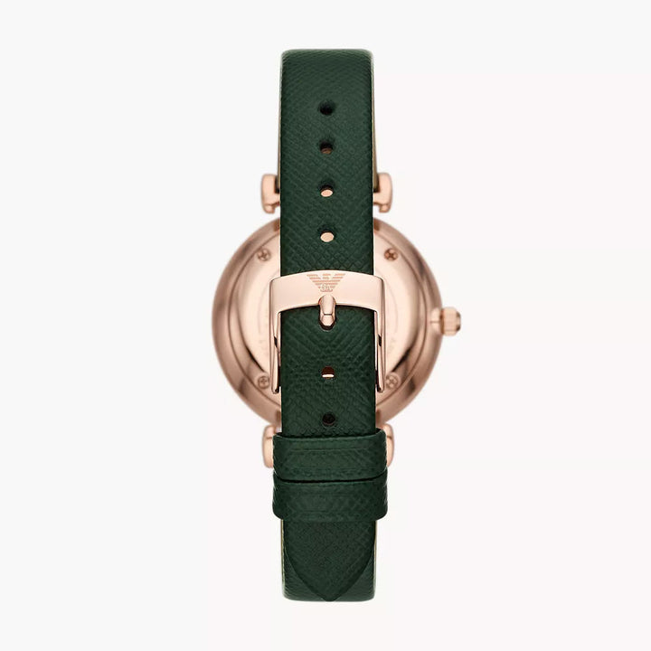 EMPORIO ARMANI TWO-HAND TAUPE LEATHER WATCH