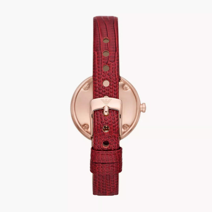 EMPORIO ARMANI TWO-HAND RED LEATHER WATCH