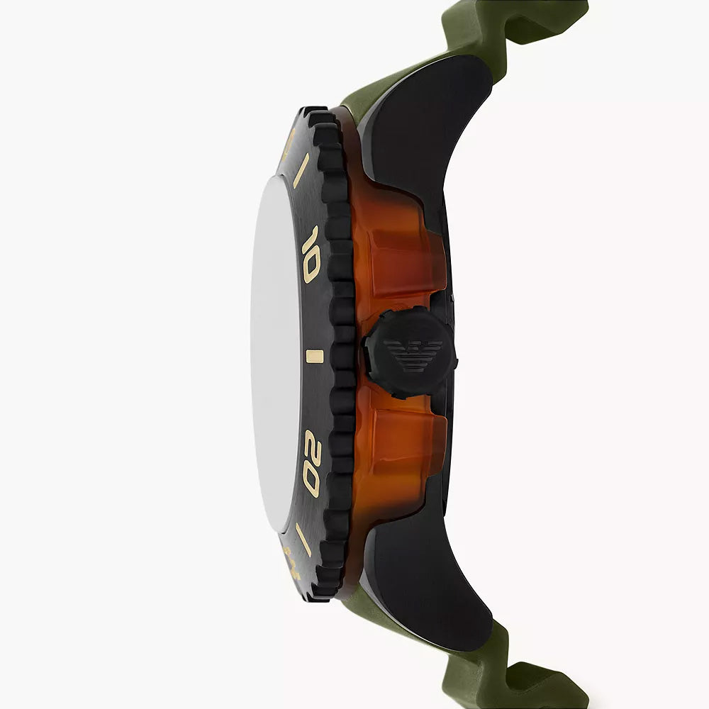 EMPORIO ARMANI THREE-HAND DATE POLYURETHANE WATCH