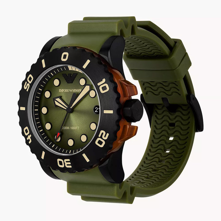 EMPORIO ARMANI THREE-HAND DATE POLYURETHANE WATCH