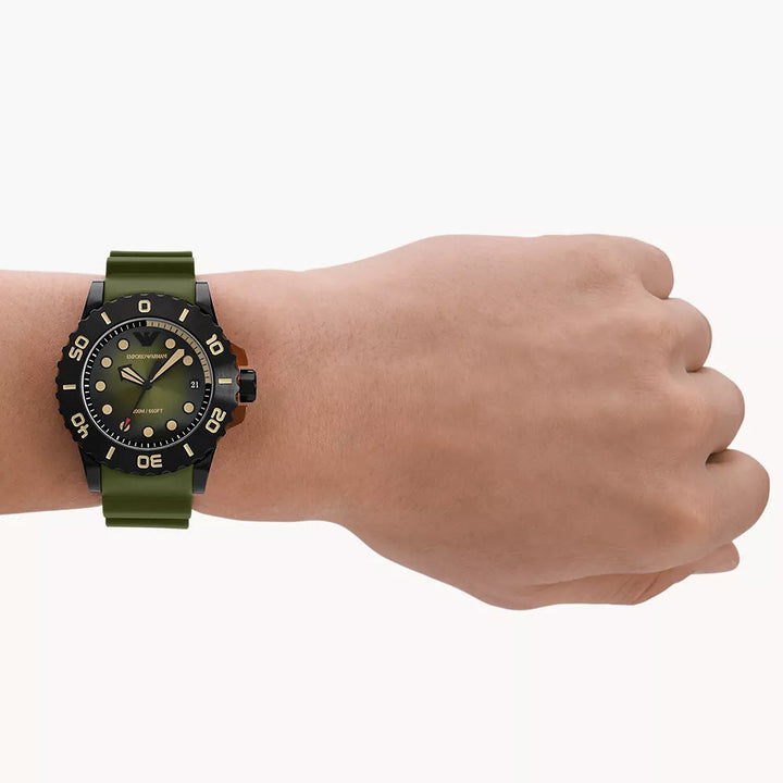EMPORIO ARMANI THREE-HAND DATE POLYURETHANE WATCH