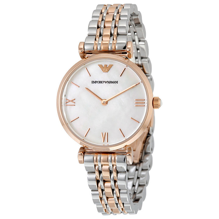 Emporio Armani Gianni T-Bar Mother of Pearl Dial Rose Gold-Tone Women&