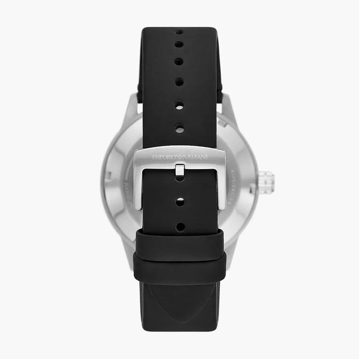 EMPORIO ARMANI AUTOMATIC BLACK LEATHER WATCH