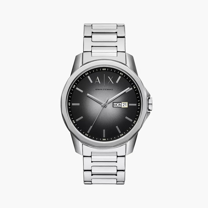 Armani Exchange Three-Hand Day-Date Stainless Steel Watch