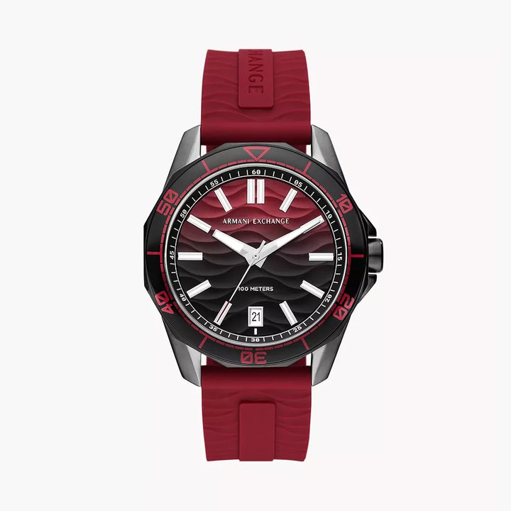 Armani Exchange Three-Hand Date Black Silicone Watch