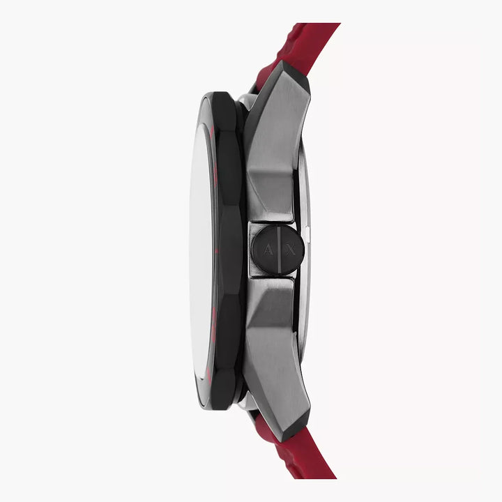 Armani Exchange Three-Hand Date Black Silicone Watch
