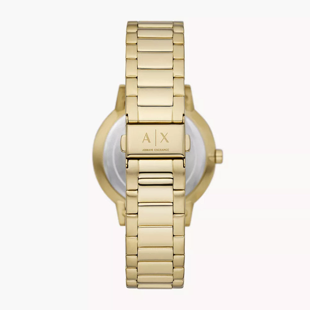 Armani Exchange Men's Three-Hand Gold-Tone Stainless Steel Blue Dial Watch