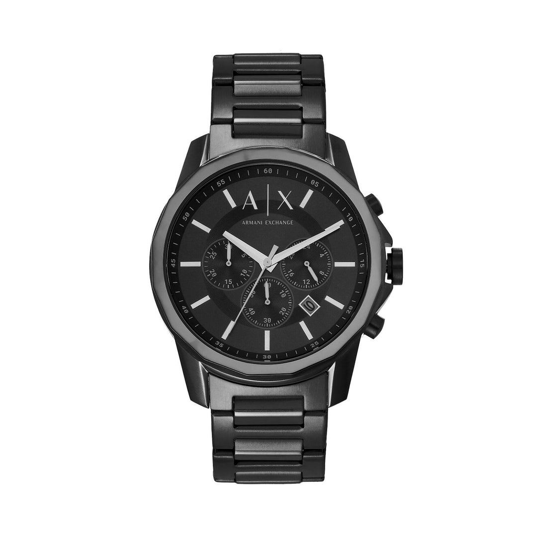Armani Exchange Chronograph Black Stainless Steel Watch and Bracelet Set