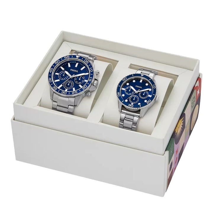 Fossil Bannon Stainless Steel Couple Set Watches - BQ2828SET