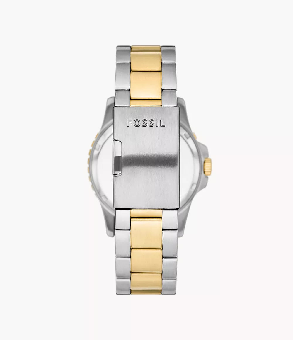 Fossil Blue Three Hand Date Two Tone Stainless Steel Men&