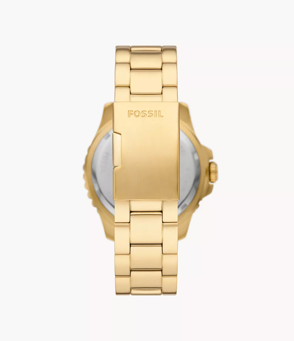 Fossil Blue Gmt Gold-Tone Stainless Steel Men&