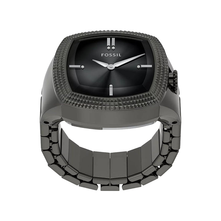 Fossil Unisex Nick Jonas x Fossil Machine Luxe Grey Vignette Two-Hand Gunmetal Stainless Steel Watch Ring