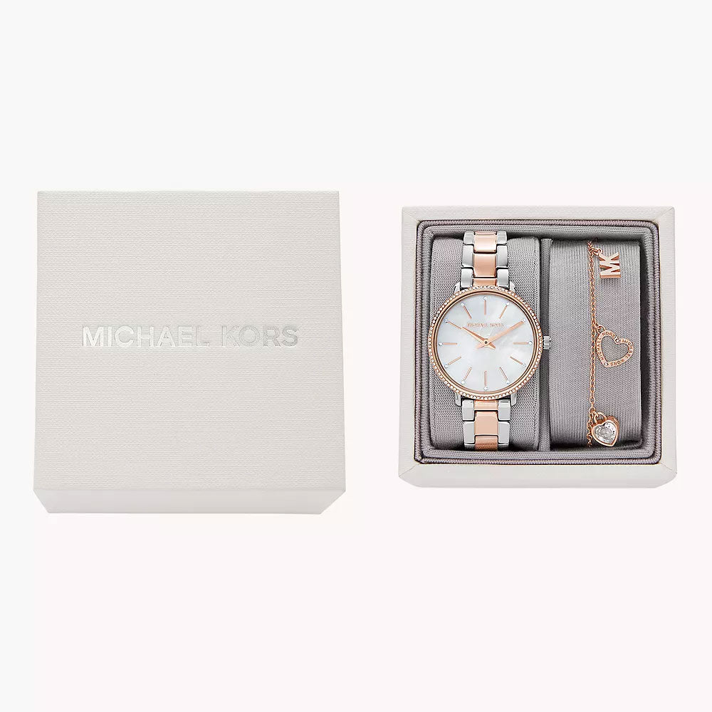 Michael Kors Pyper Two-Hand Two-Tone Stainless Steel Women&