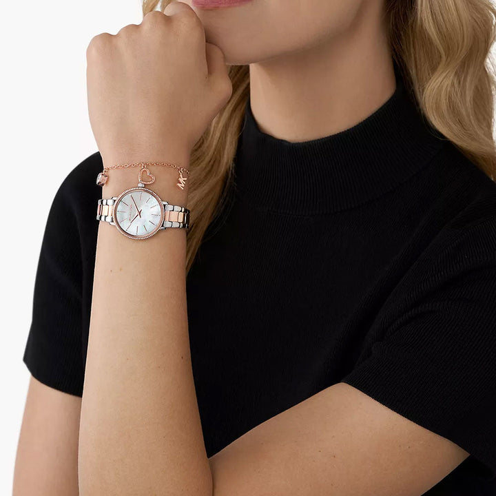 Michael Kors Pyper Two-Hand Two-Tone Stainless Steel Women&