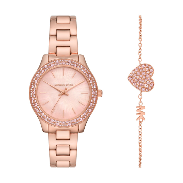 Michael Kors Liliane Three-Hand Rose Gold-Tone Stainless Steel Women&