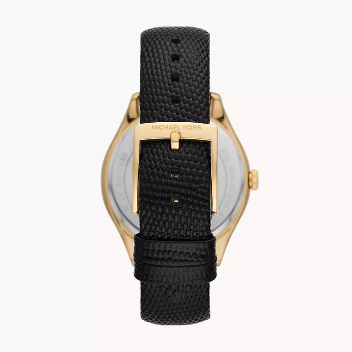 Michael Kors Harlowe Three-Hand Black Lizard Women&