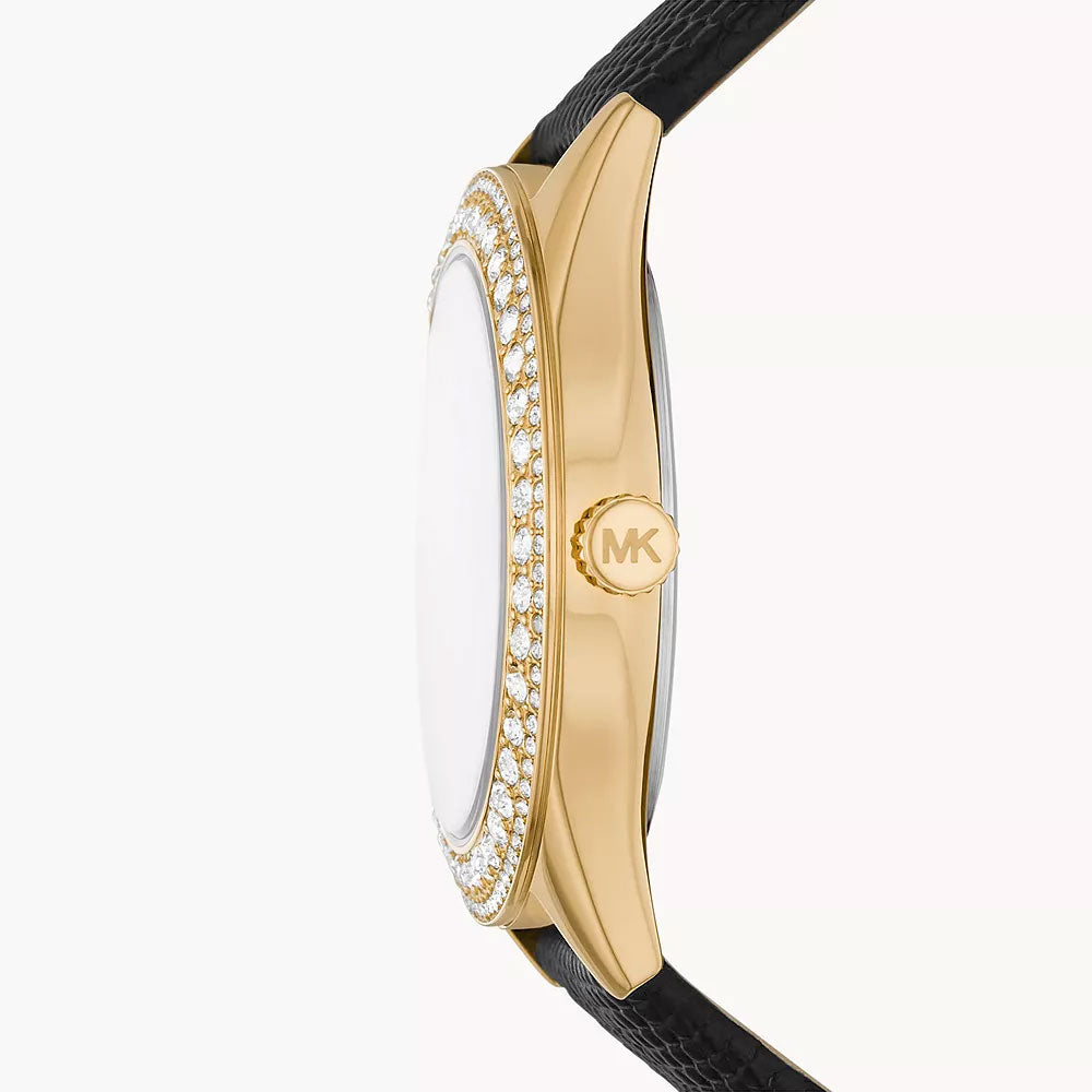 Michael Kors Harlowe Three-Hand Black Lizard Women&