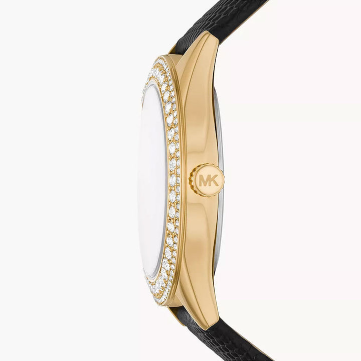 Michael Kors Harlowe Three-Hand Black Lizard Women&