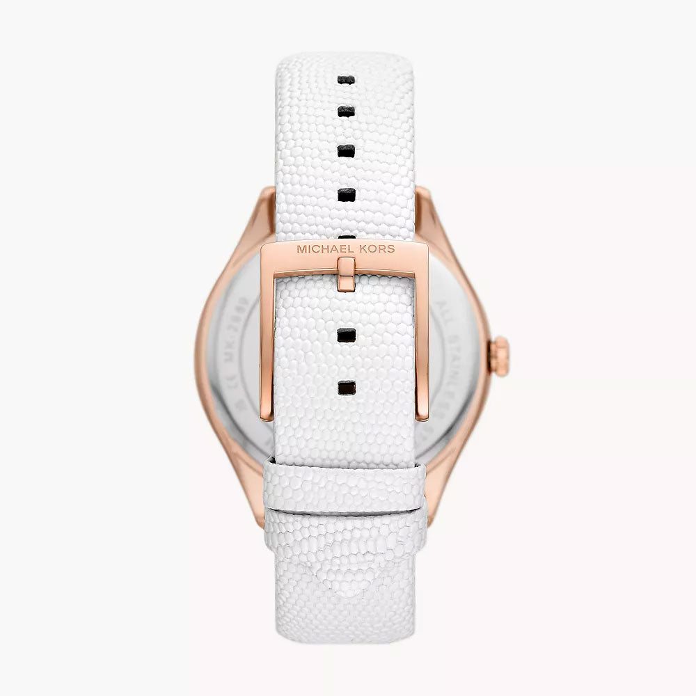 Michael Kors Harlowe Three-Hand White Lizard Women&