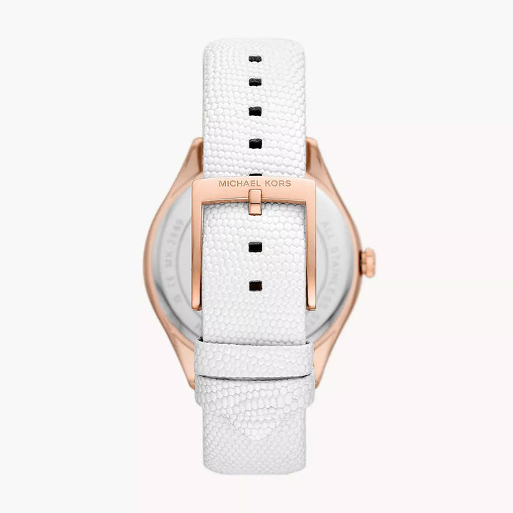 Michael Kors Harlowe Three-Hand White Lizard Women&