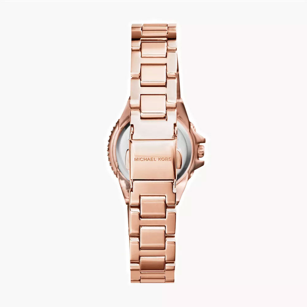 Michael Kors Petite Camille Three-Hand Rose Gold-Tone Stainless Steel Women&