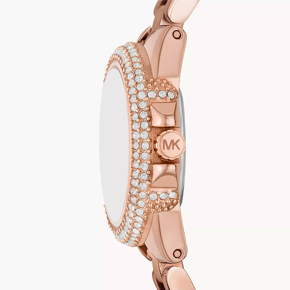 Michael Kors Petite Camille Three-Hand Rose Gold-Tone Stainless Steel Women&