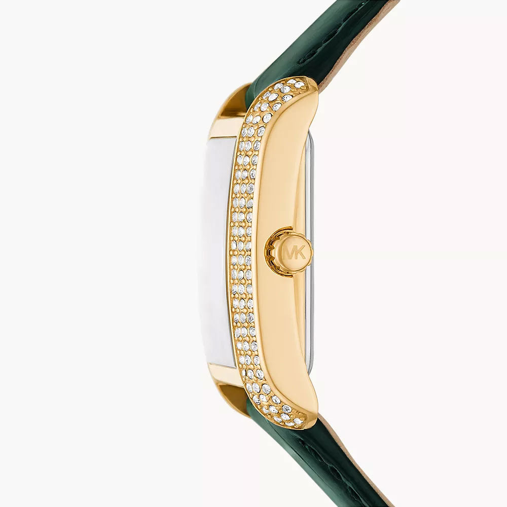 Michael Kors Emery Three-Hand Green Croco Leather Women&