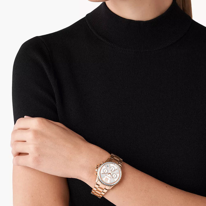 Michael Kors Everest Chronograph Rose Gold-Tone Stainless Steel Women&