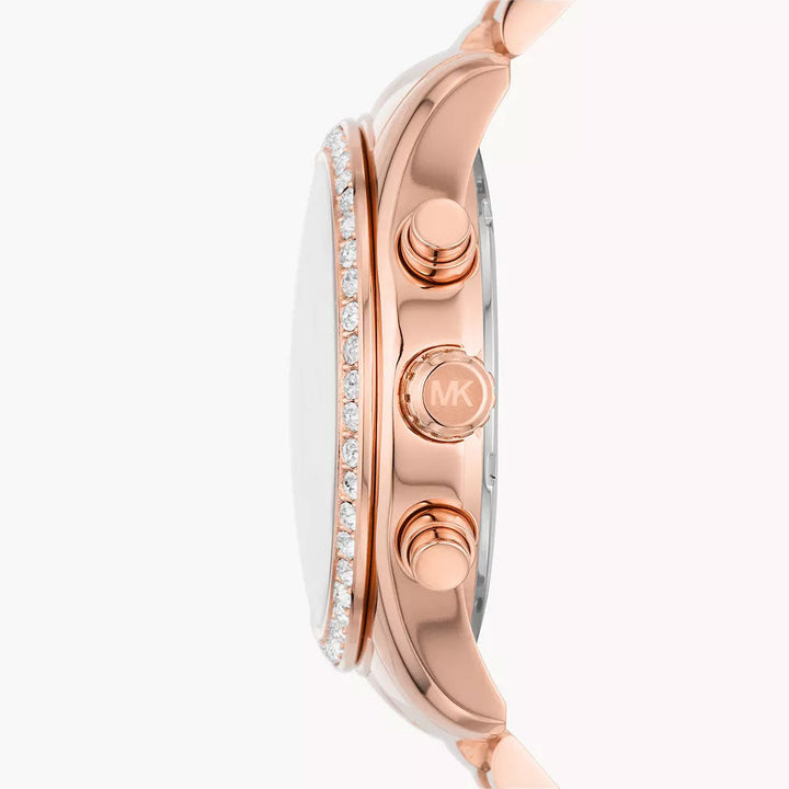 Michael Kors Lexington Lux Chronograph Rose Gold-Tone Stainless Steel Women&