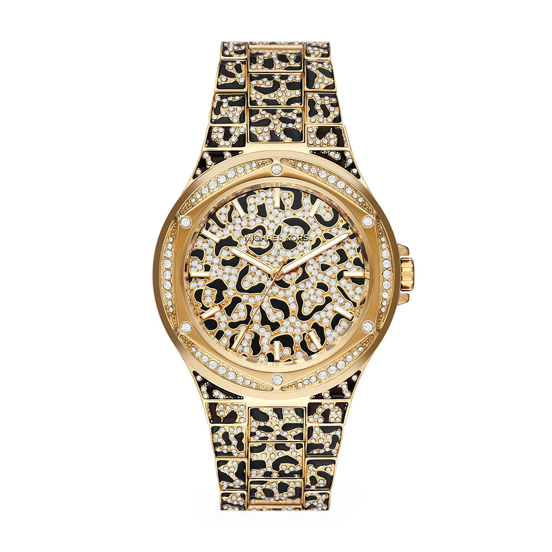 Michael Kors Lennox Three-Hand Black And Gold-Tone Stainless Steel Watch