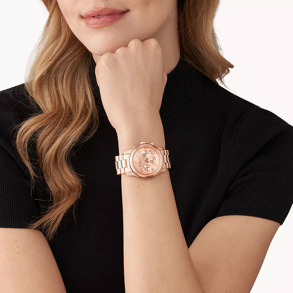 Michael Kors Runway Rose Gold Stainless Steel Women&
