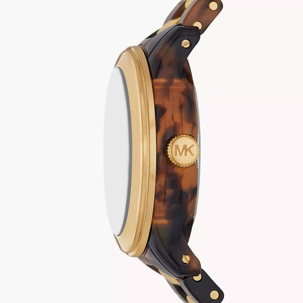Michael Kors Runway Three-Hand Brown Acetate And Gold-Tone Stainless Steel Women&