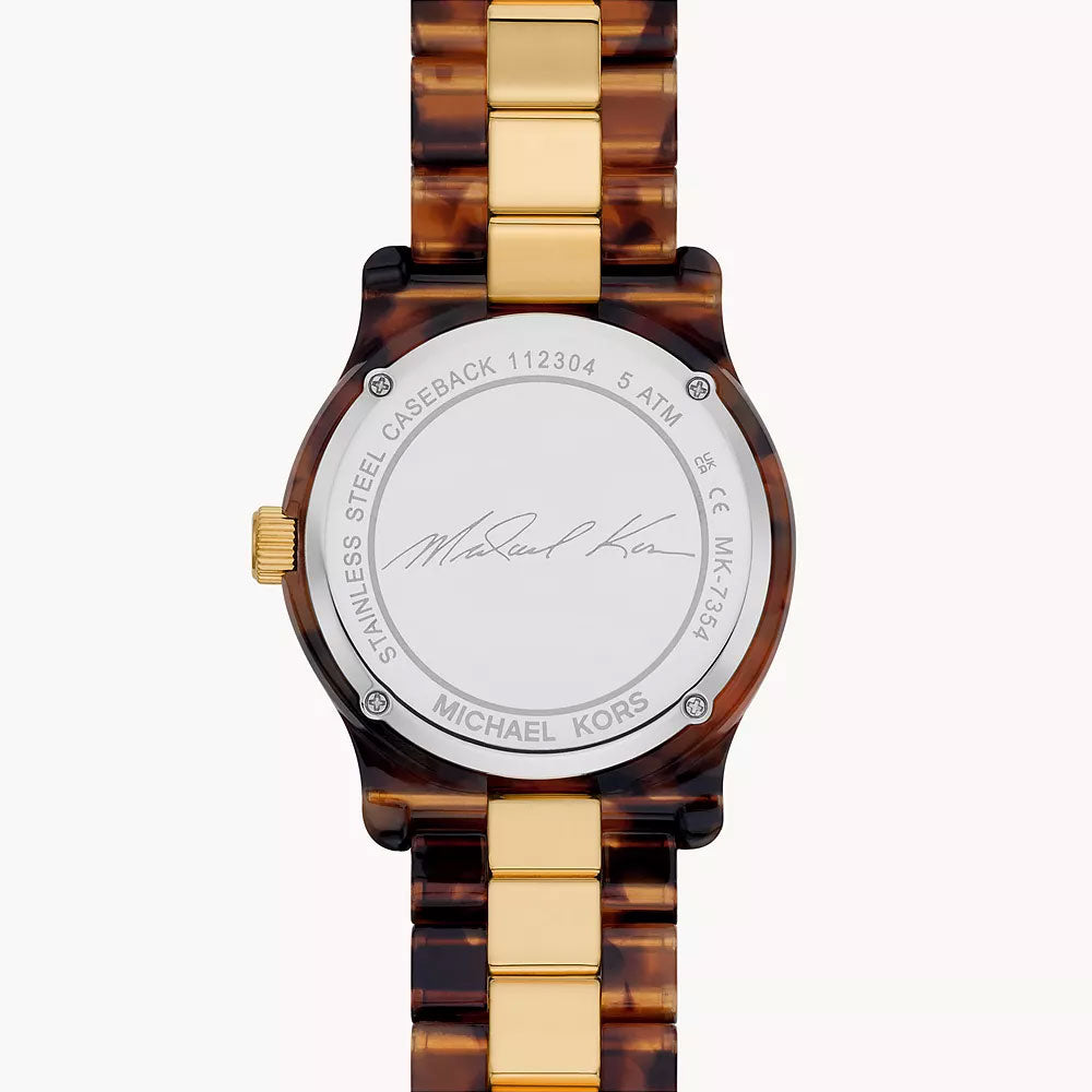 Michael Kors Runway Three-Hand Brown Acetate And Gold-Tone Stainless Steel Women&