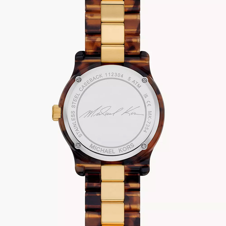 Michael Kors Runway Three-Hand Brown Acetate And Gold-Tone Stainless Steel Women&