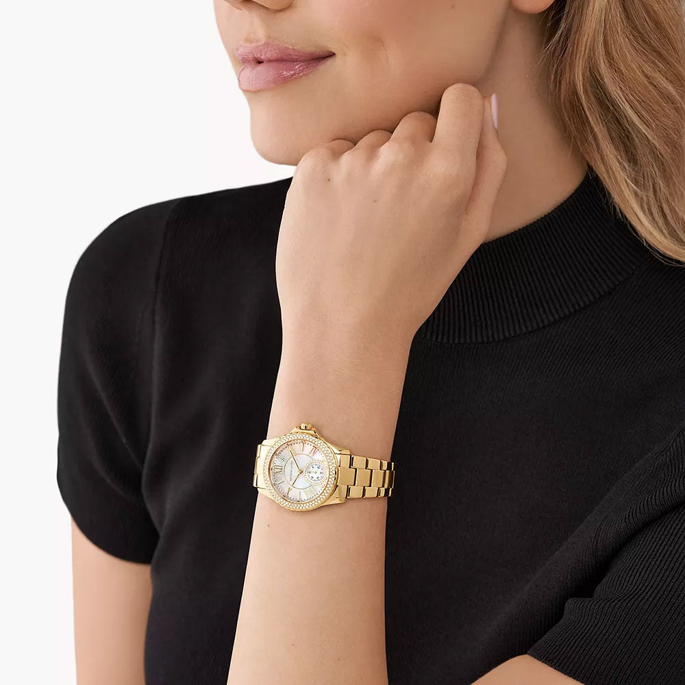 Michael Kors Everest Three-Hand Gold-Tone Stainless Steel Women&