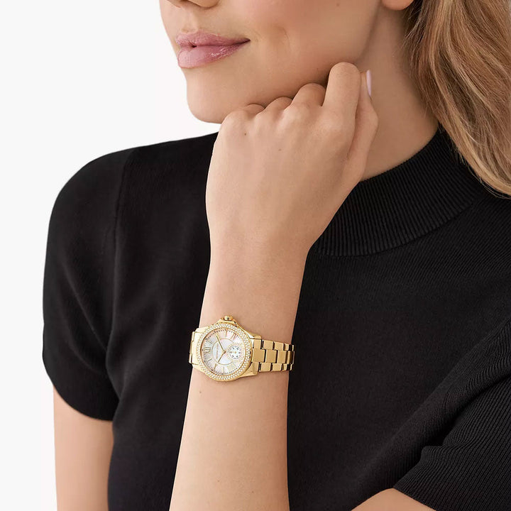 Michael Kors Everest Three-Hand Gold-Tone Stainless Steel Women&