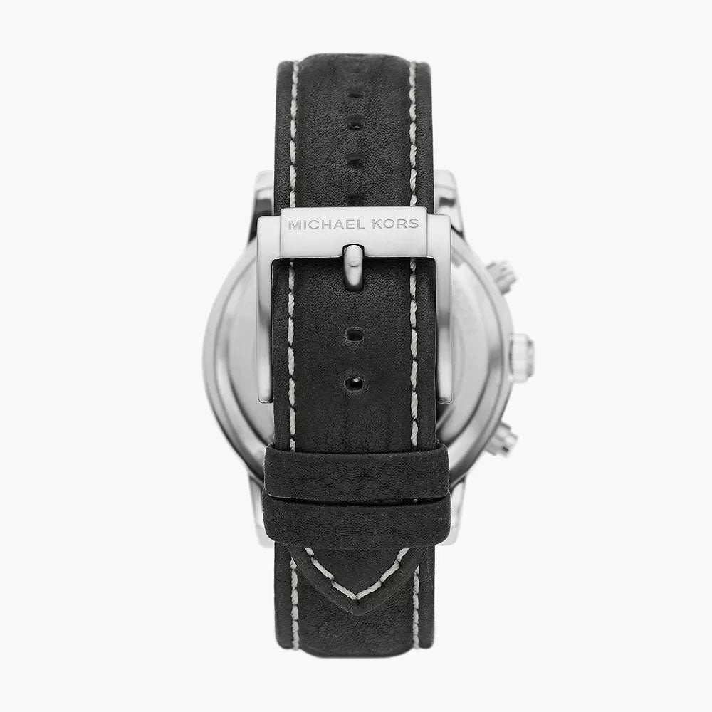 Michael Kors Hutton Chronograph Black Leather Men&