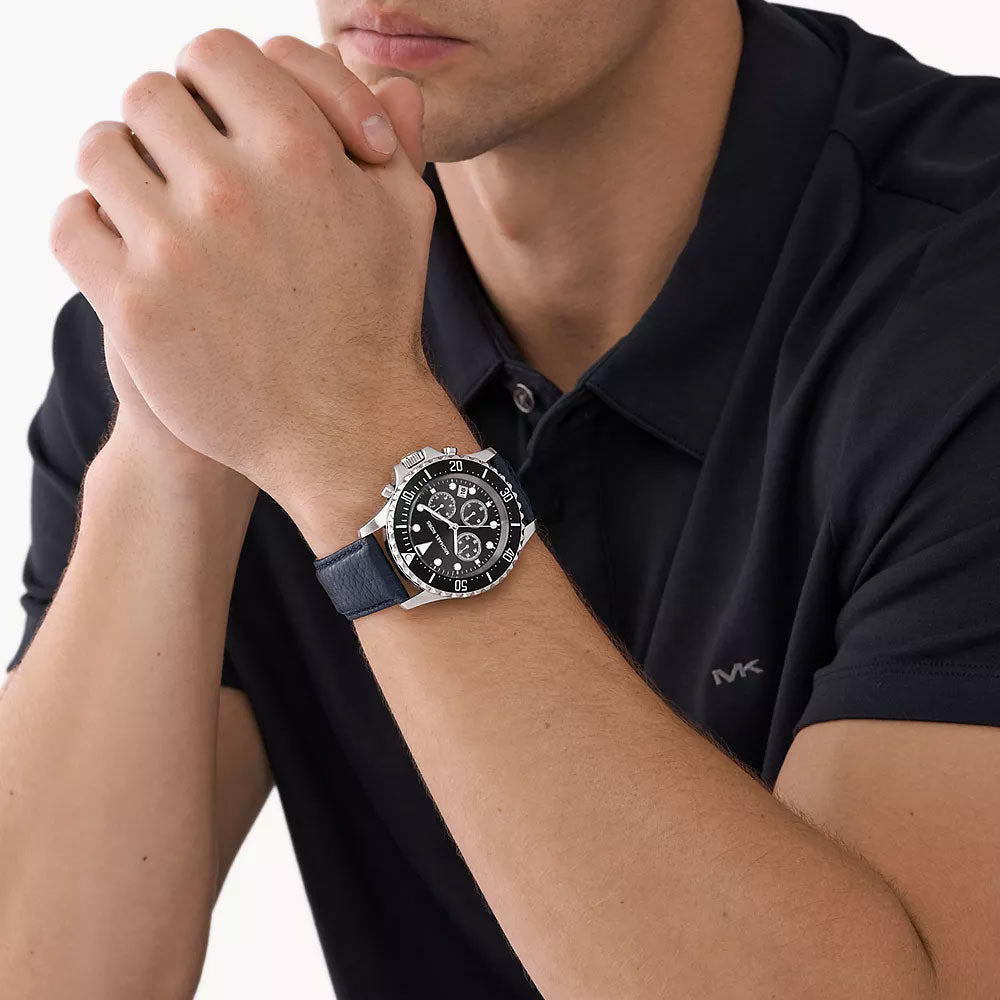 Michael Kors Everest Chronograph Navy Leather Men&