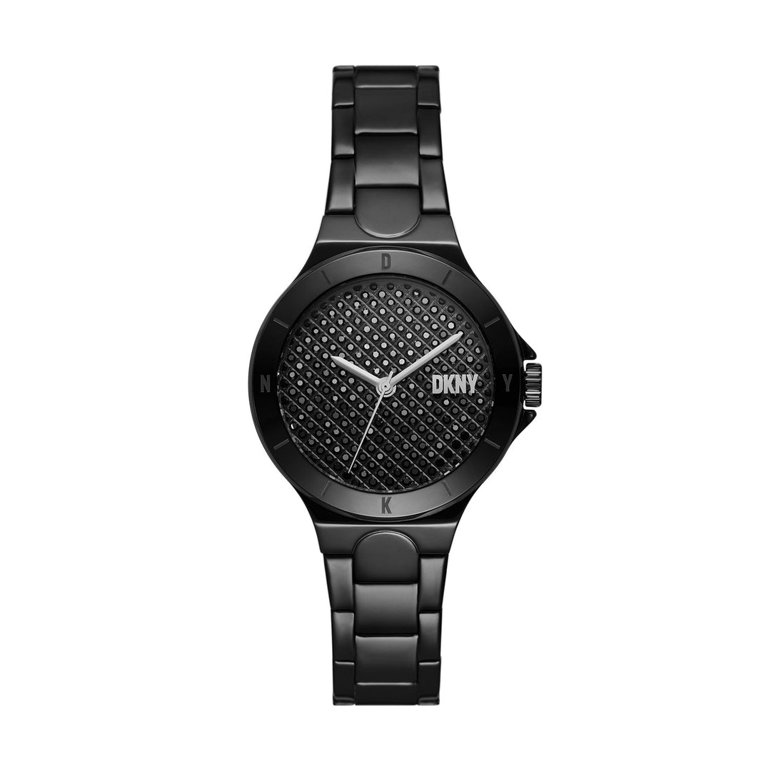 Dkny Chambers Three-Hand Black Stainless Steel Watch