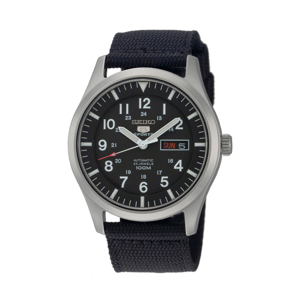 SEIKO 5 SPORTS Automatic Black Dial Nylon Strap Watch SNZG15K1 Men&