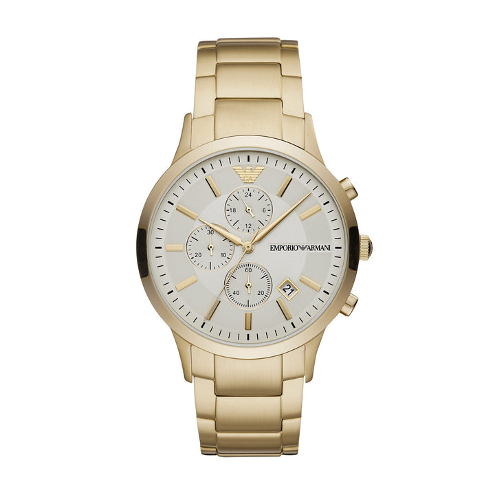 Emporio Armani Renato Chronograph White Dial Gold Men&