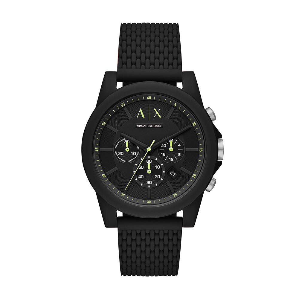 Armani Exchange Chronograph Black Silicone Watch