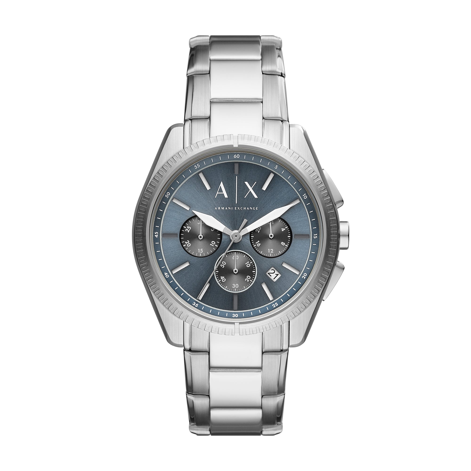 Armani Exchange Men's Chronograph Stainless Steel Blue Dial Watch ...