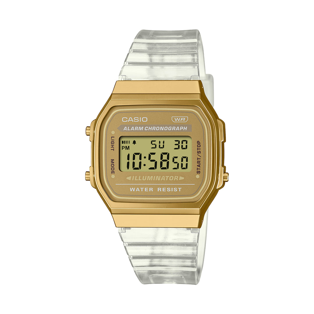 Casio Vintage Unisex Gold Dial Gold Tone Stainless Steel Digital Watch - A168XESG-9ADF