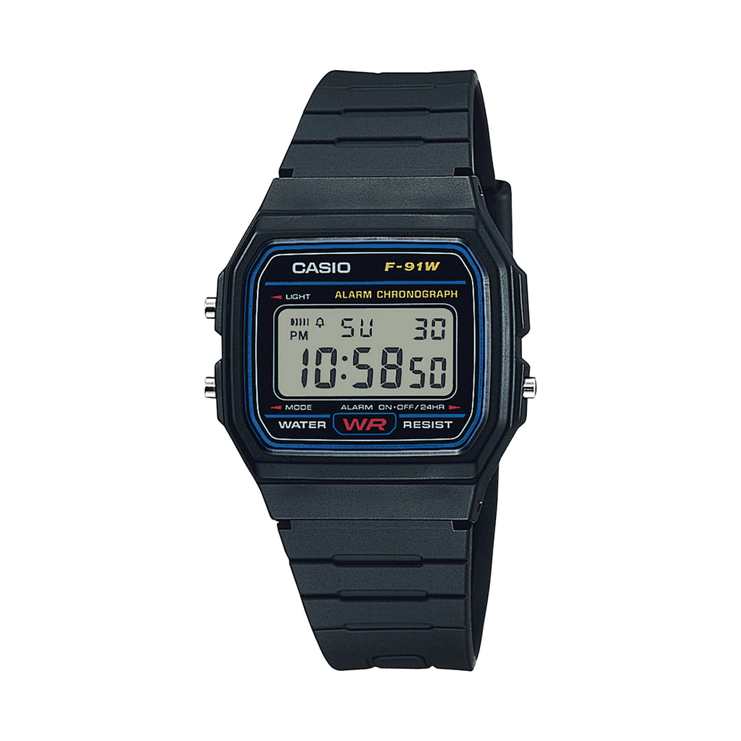 Casio Vintage Unisex Black Dial Resin Digital Watch - F-91W-1DG