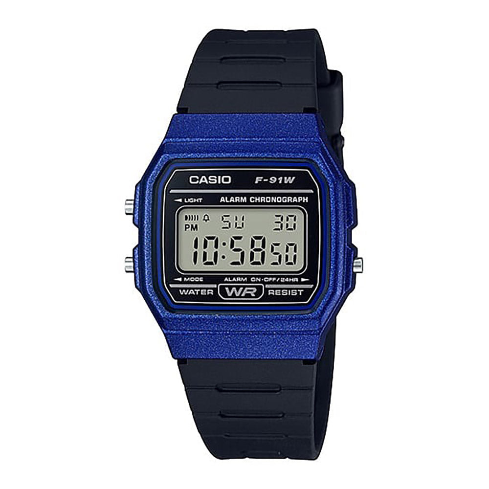 Casio Vintage Unisex Blue Dial Resin Watch - F-91WM-2ADF