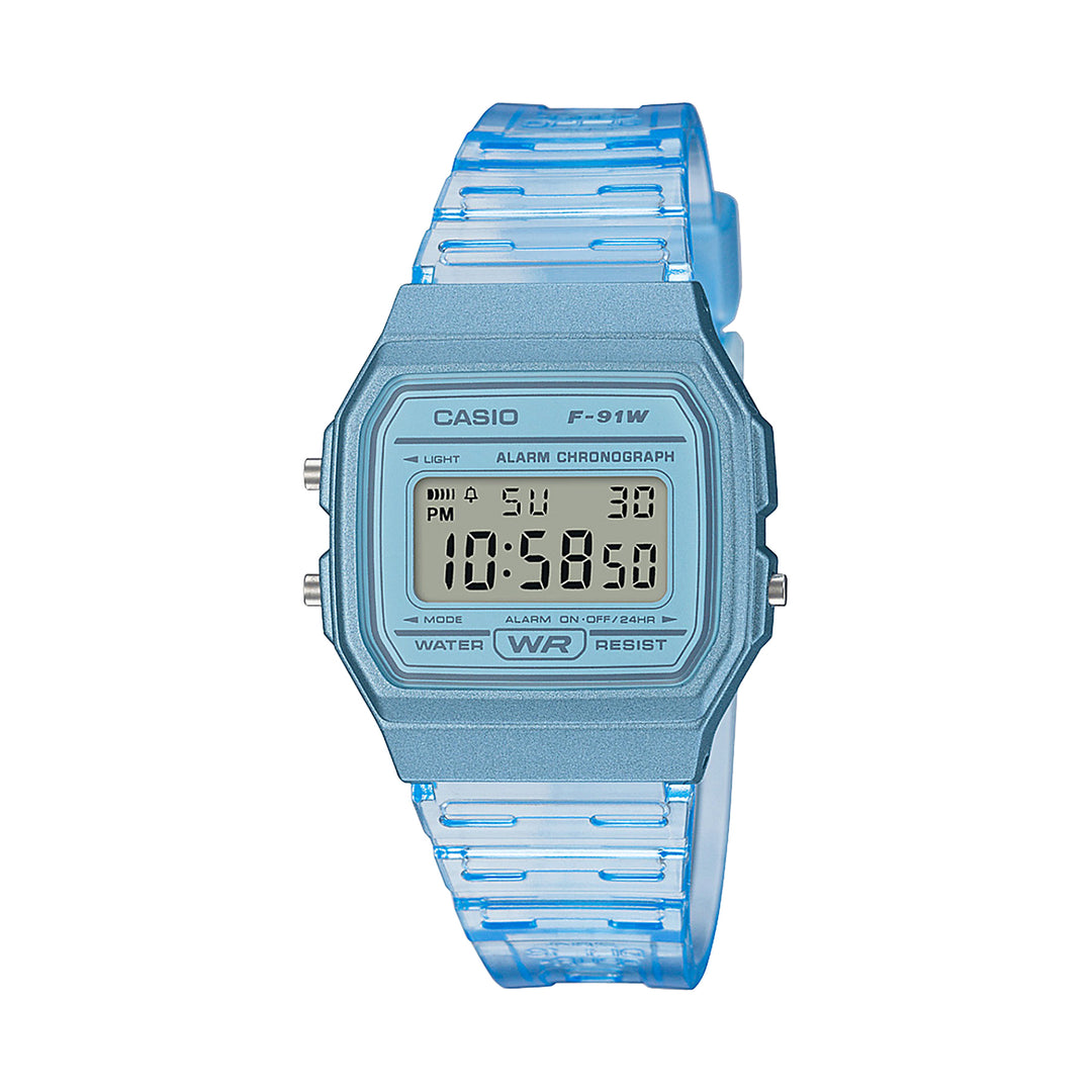 Casio Vintage Unisex Blue Dial Resin Digital Watch - F-91WS-2DF