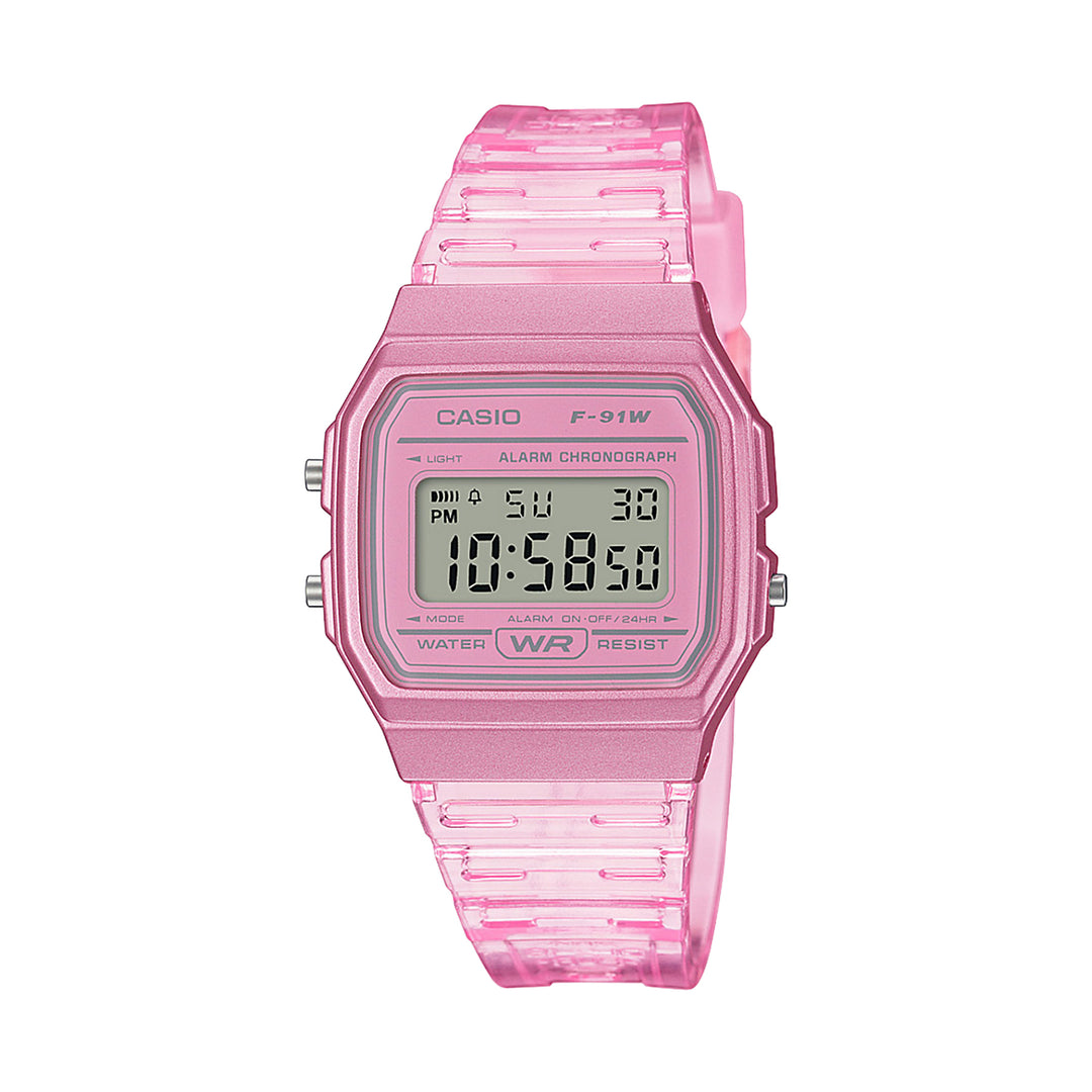 Casio Vintage Unisex Red Dial Resin Digital Watch - F-91WS-4DF