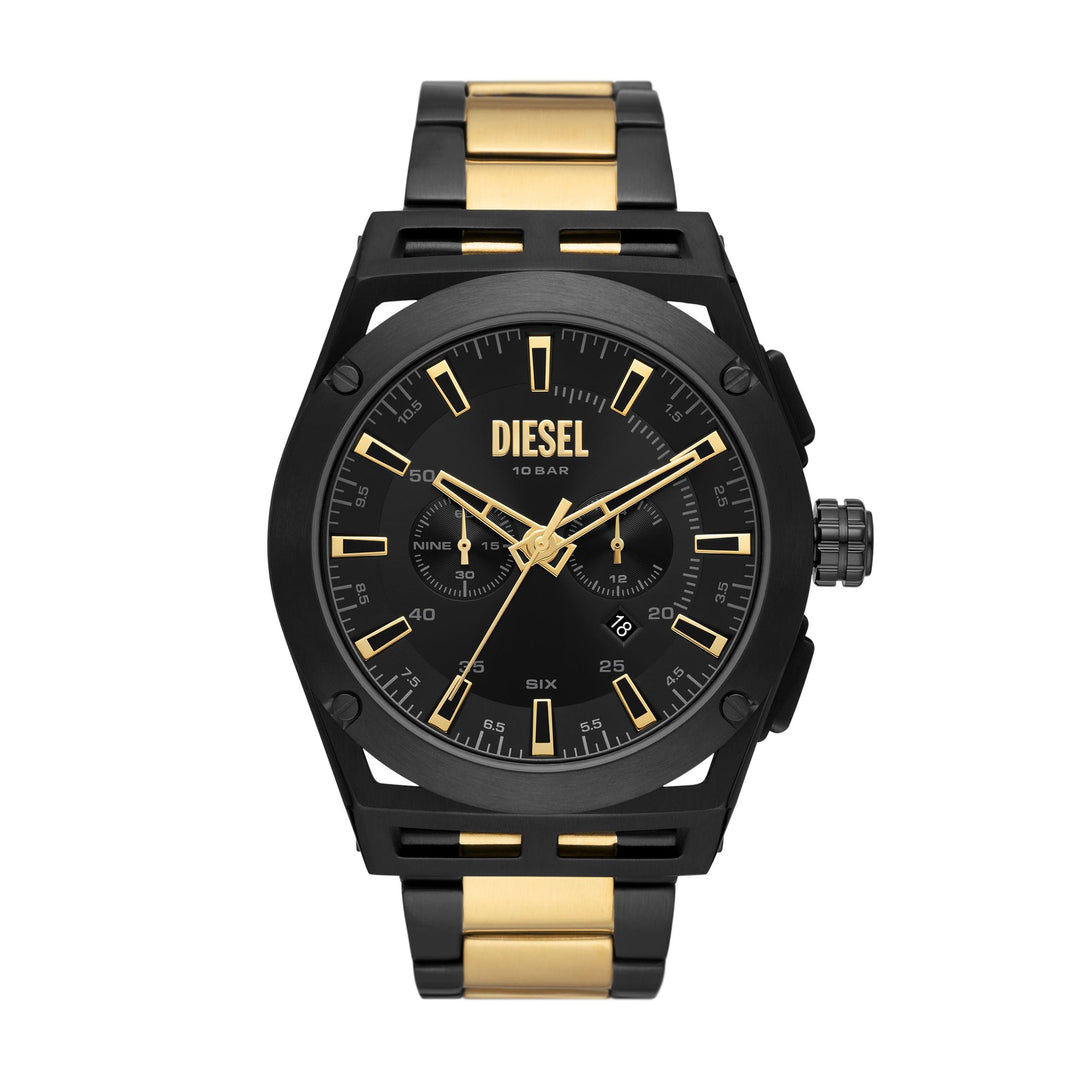 DIESEL TIMEFRAME CHRONOGRAPH BLACK LEATHER WATCH