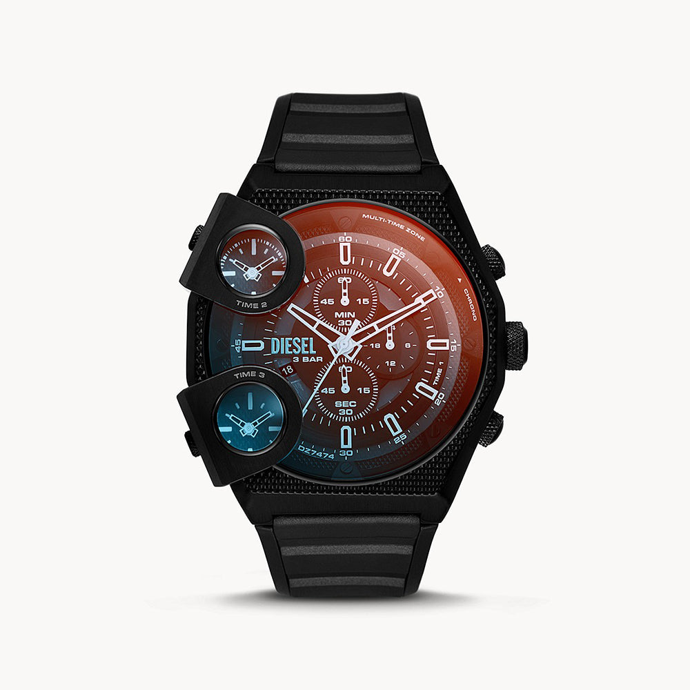 DIESEL SIDESHOW BLACK MENS SILICONE WATCH